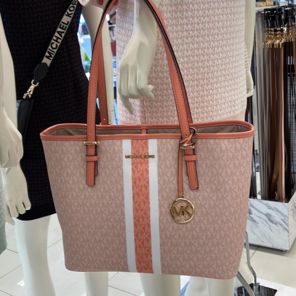 Michael Kors Jet Set Travel Medium Carryall Tote Sherbert Multi - Picture 2 of 16